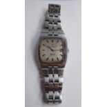 A 1970s Omega Constellation brushed stainless steel cased bracelet wristwatch,