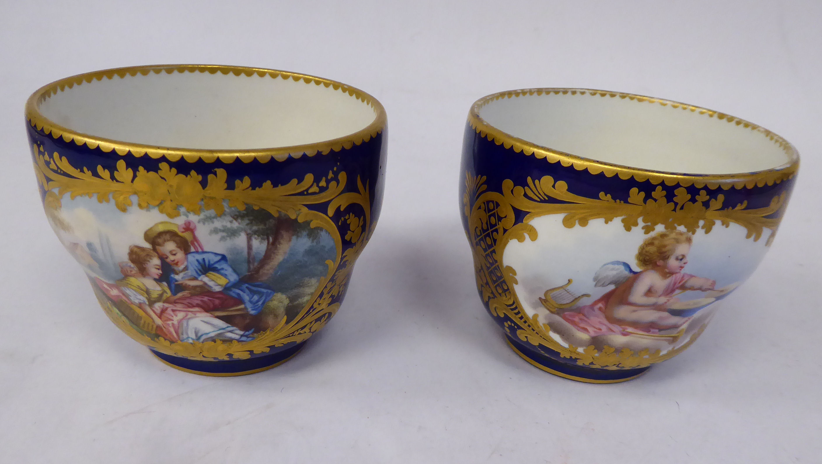 A late 19thC Continental porcelain, ogee shaped tea cup and saucer, - Image 3 of 4