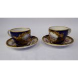 A late 19thC Continental porcelain, ogee shaped tea cup and saucer,