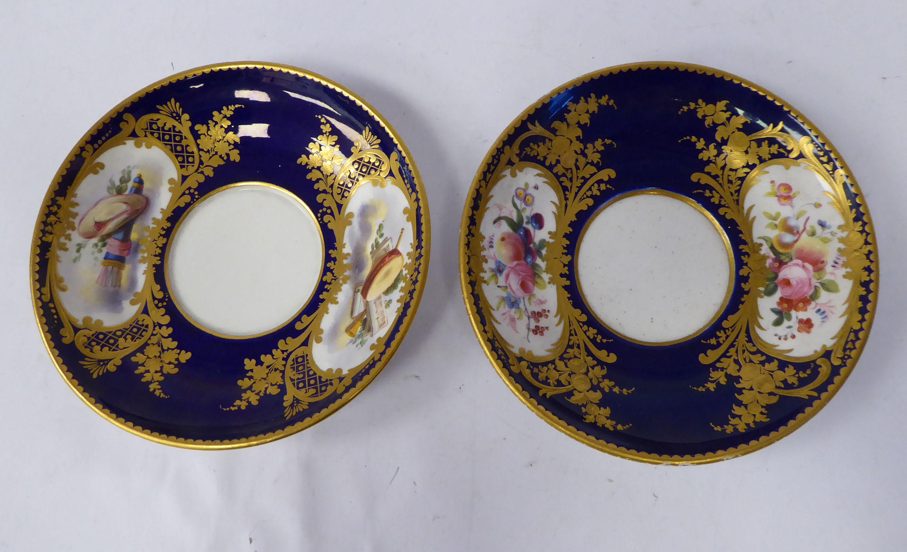 A late 19thC Continental porcelain, ogee shaped tea cup and saucer, - Image 2 of 4