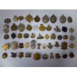Approx fifty military cap badges and other insignia, some copies: to include The Northamptonshire,
