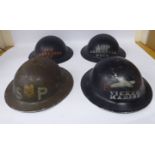 Four World War II Home Front painted steel helmets, viz.