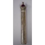 An early Victorian silver tipstaff with a crowned terminal indistinct London marks