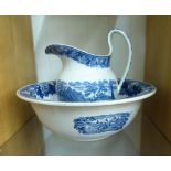 A late Victorian Wedgwood china Landscape pattern wash jug and bowl 16''dia OS2