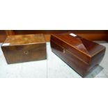 A Regency satinwood inlaid mahogany tea casket 6''h 9''w;