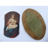 A mixed lot: to include a portrait miniature the Madonna & Child 3'' x 1.