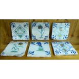 Six late 18thC Dutch Delft tiles,