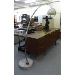 A 'vintage' freestanding arc lamp, in the manner of Grazzini, the telescopic chromium plated,