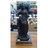 A black painted pottery figure,