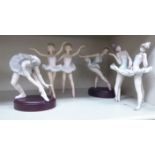 Four Lladro porcelain ballet dancers largest 11''h OS2