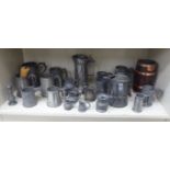 Mainly 18thC and 19thC pewter tankards and jugs various sizes and forms OS5