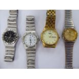 Wristwatches: to include a Seiko Quartz gold plated bracelet watch with a baton dial 11