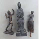 Three Grand Tour cast bronze statues, viz. 'Venus' 3.5''h; 'Bacchus' 4.