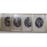 A set of four reproductions of Victorian coloured engravings - 'Morning' 'Noon' 'Evening' and