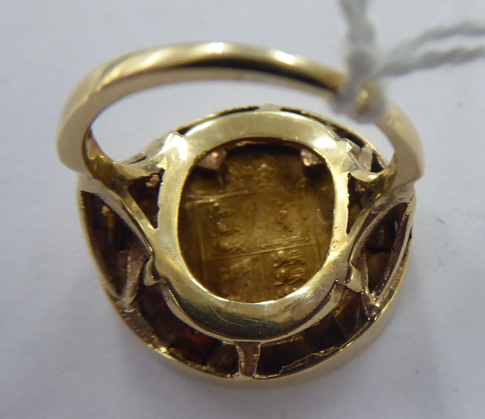 A Victorian half-sovereign ring, a crowned Royal Standard on the obverse, - Image 3 of 3