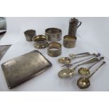 Silver items: to include four napkin rings;