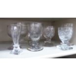 Nine 19thC and later ale and other drinking glasses: to include one with diamond cut ornament,