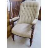 A William IV mahogany showwood framed open armchair,