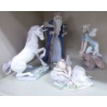 Four Lladro porcelain fantasy themed figures: to include a Unicorn 8.