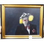 20thC Scottish School - a head and shoulders study of a clown oil on canvas 16'' x 20'' framed