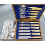 Silver and silver plated cutlery and flatware: to include a pair of silver plated sugar tongs