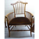 An early 20thC bedroom chair, the splat back,
