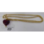 A gilded silver belcher link neckchain, on a dog clip clasp with a heart shaped,