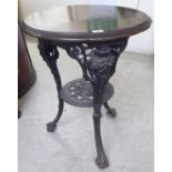 A late Victorian cast iron public house table, the turned,