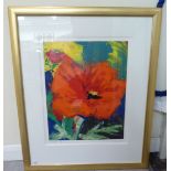 Chinwe - 'Poppies XI' coloured print bears a pencil signature 15'' x 19'' framed SR