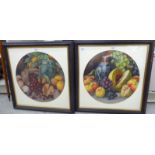 Giovanni Barbaro - two still life studies of mixed fruit watercolours bearing signatures 15''dia,