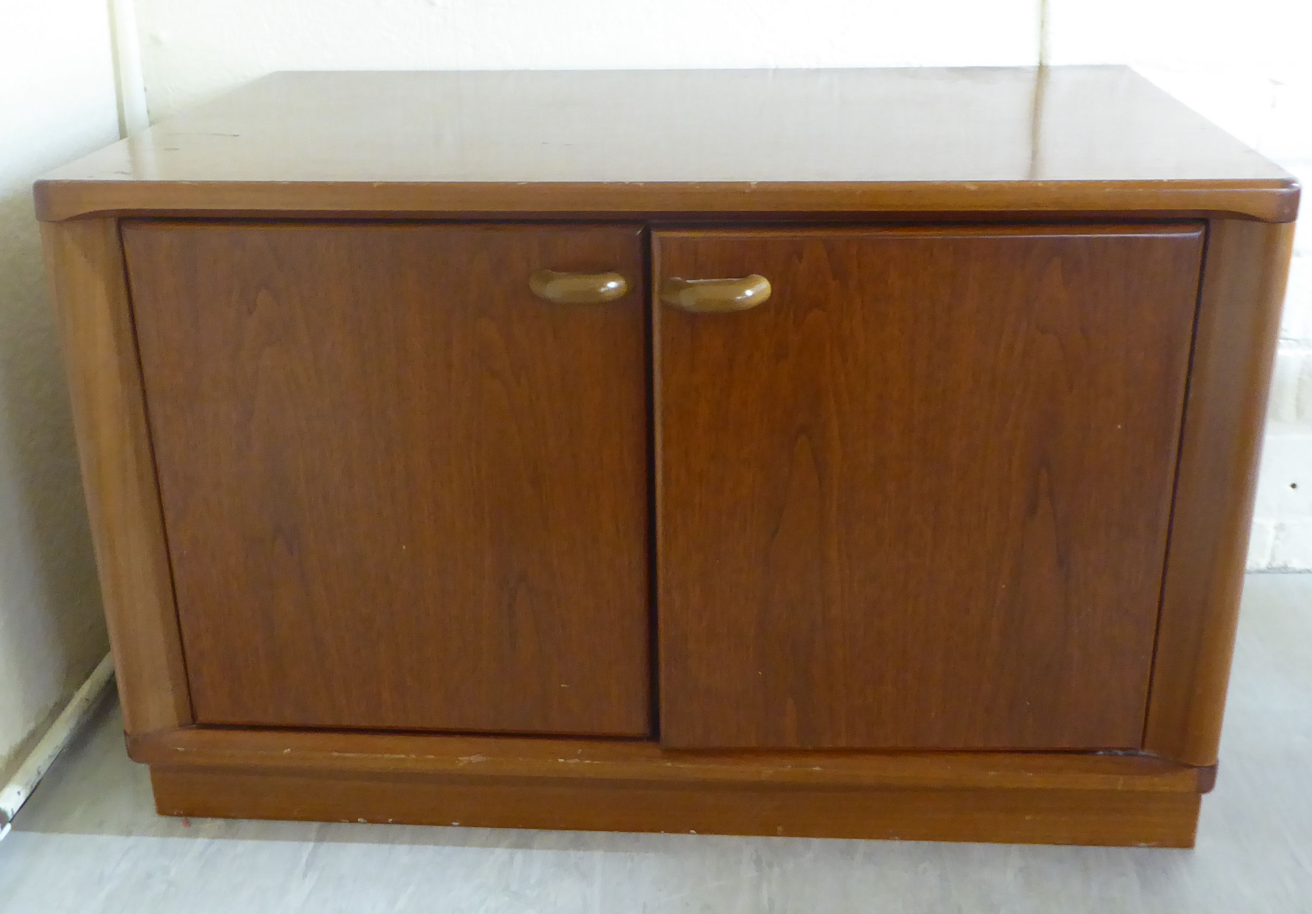 A pair of modern teak chests, each enclosed by a pair of doors, - Image 2 of 3