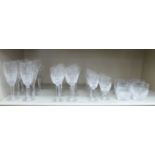 Waterford crystal Lismore pattern drinking glasses: to include wines,