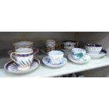 Late 18thC and 19thC ceramic cabinet cups and saucers: to include one in manner of Sevres,