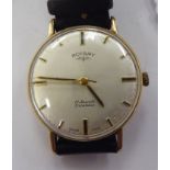 A Rotary 9ct gold cased wristwatch, the movement with sweeping seconds, faced by a baton dial,