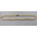 A single row, cultured pearl necklace,