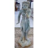 A cast iron verdigris finished garden ornament,