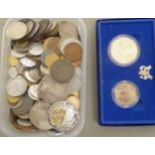 Uncollated mainly British and French coins: to include an 18thC Crown,