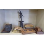 A mixed lot: to include an Edwardian mahogany desktop stand 12''w;