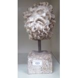 A carved marble effect classical bust,