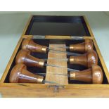 A set of six Glardon Vallorbe cutting tools cased OS1