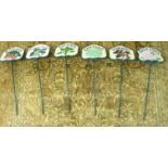 A set of six painted cast iron vegetable patch signs BSR
