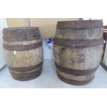 Two similar late 19th/early 20thC coopered oak barrels 16.