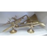 Four scratch built brass model aeroplanes,