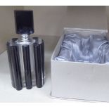 An Art Deco inspired clear and coloured glass scent bottle boxed BSR