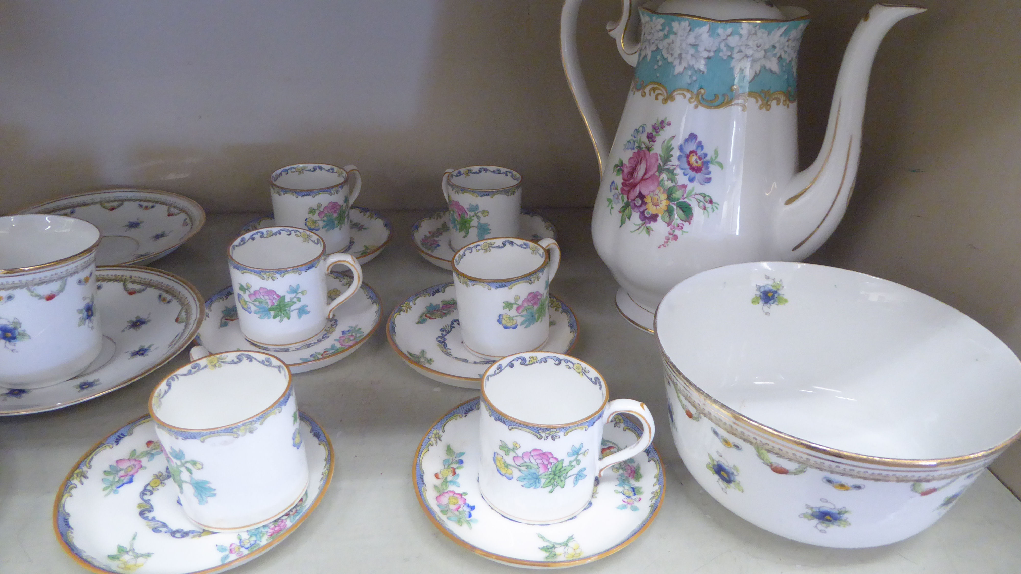 Mintons china coffee cans and saucers, decorated with flora, - Image 3 of 4