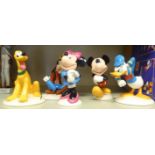 Five Royal Doulton china Mickey Mouse collection figures: to include 'Pluto' MM6 5''h OS3