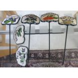 A set of six painted cast iron vegetable patch signs BSR