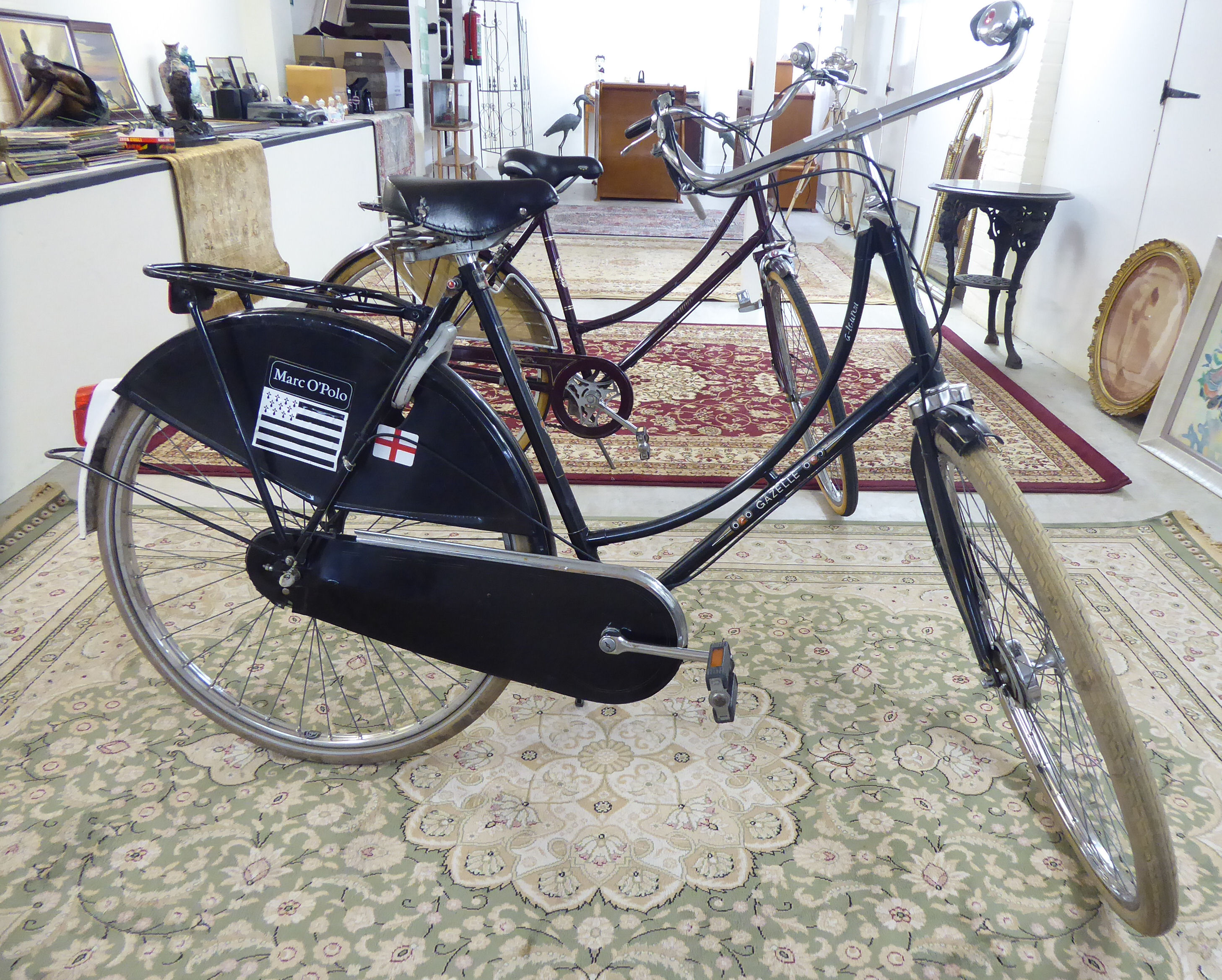 A Dutch made Gazelle a-Touren, lady's sit-up-and-beg bicycle, in black livery with Torpedo gears,