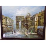 Kahle - a Parisian street scene oil on canvas bears a signature 19'' x 24'' framed LSB
