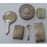 Silver collectables: to include an early 20thC card case indistinct Birmingham marks 11